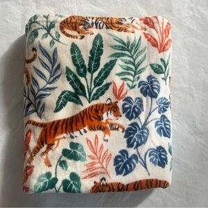 Christian Lacroix Tiger Beach Towel with Orange and Blue Leaf Print